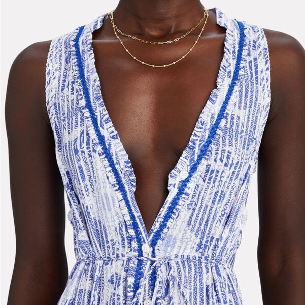Poupette St. Barth Nana Printed Maxi Dress Revolve Blue Begonia, NWT, Size L - Picture 9 of 15